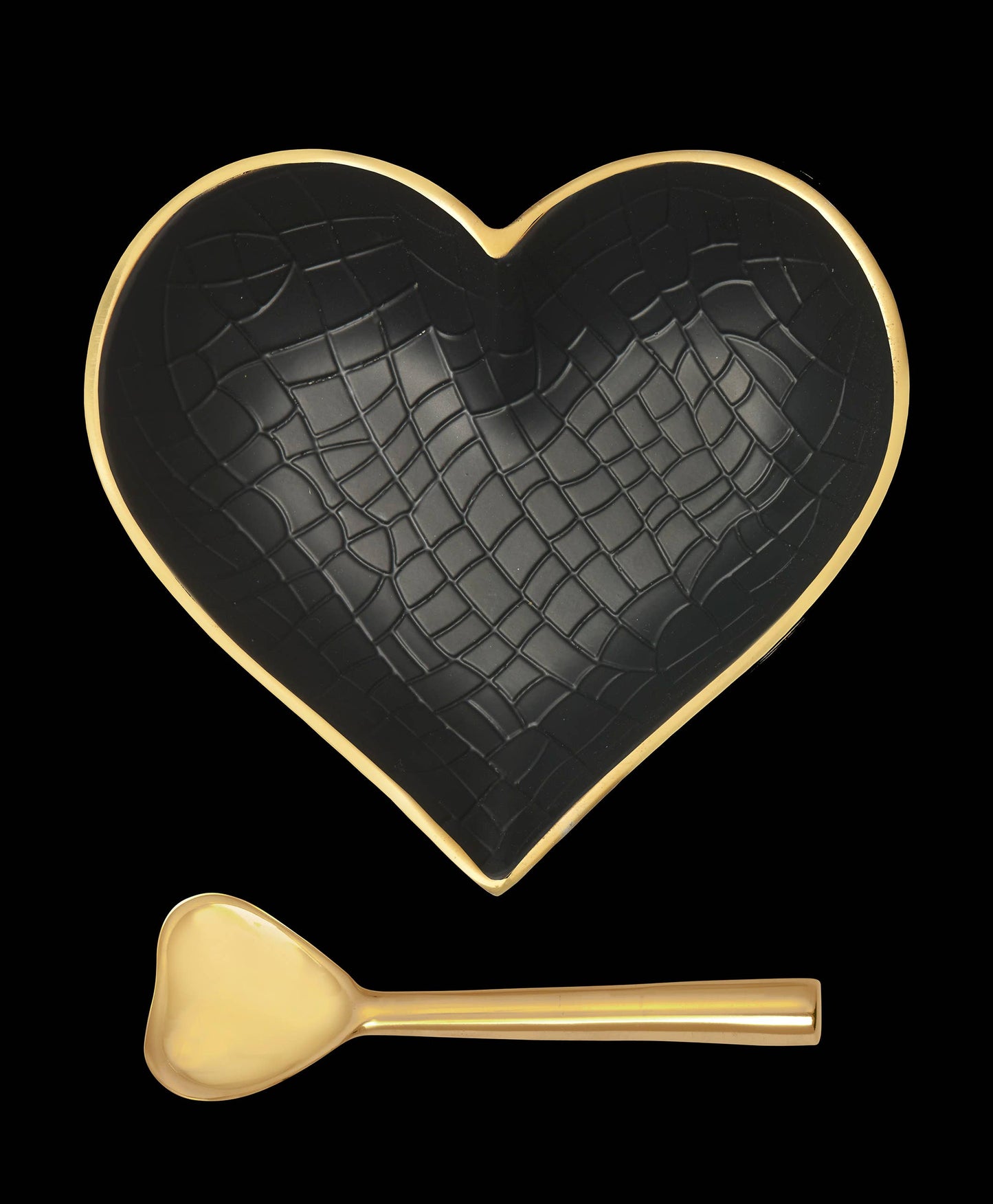 IG Happy Gold & Black Croco Heart with Gold Heart Spoon