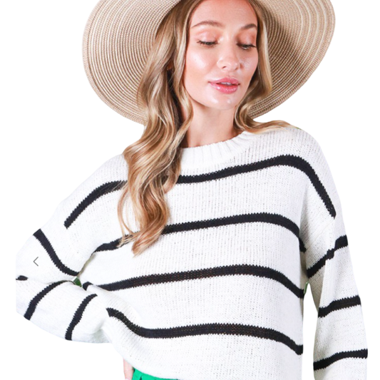 V&L Black & White Striped Sweater