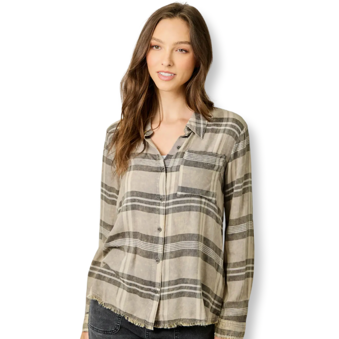 BC Flannel Washed Plaid Button Down Shirt