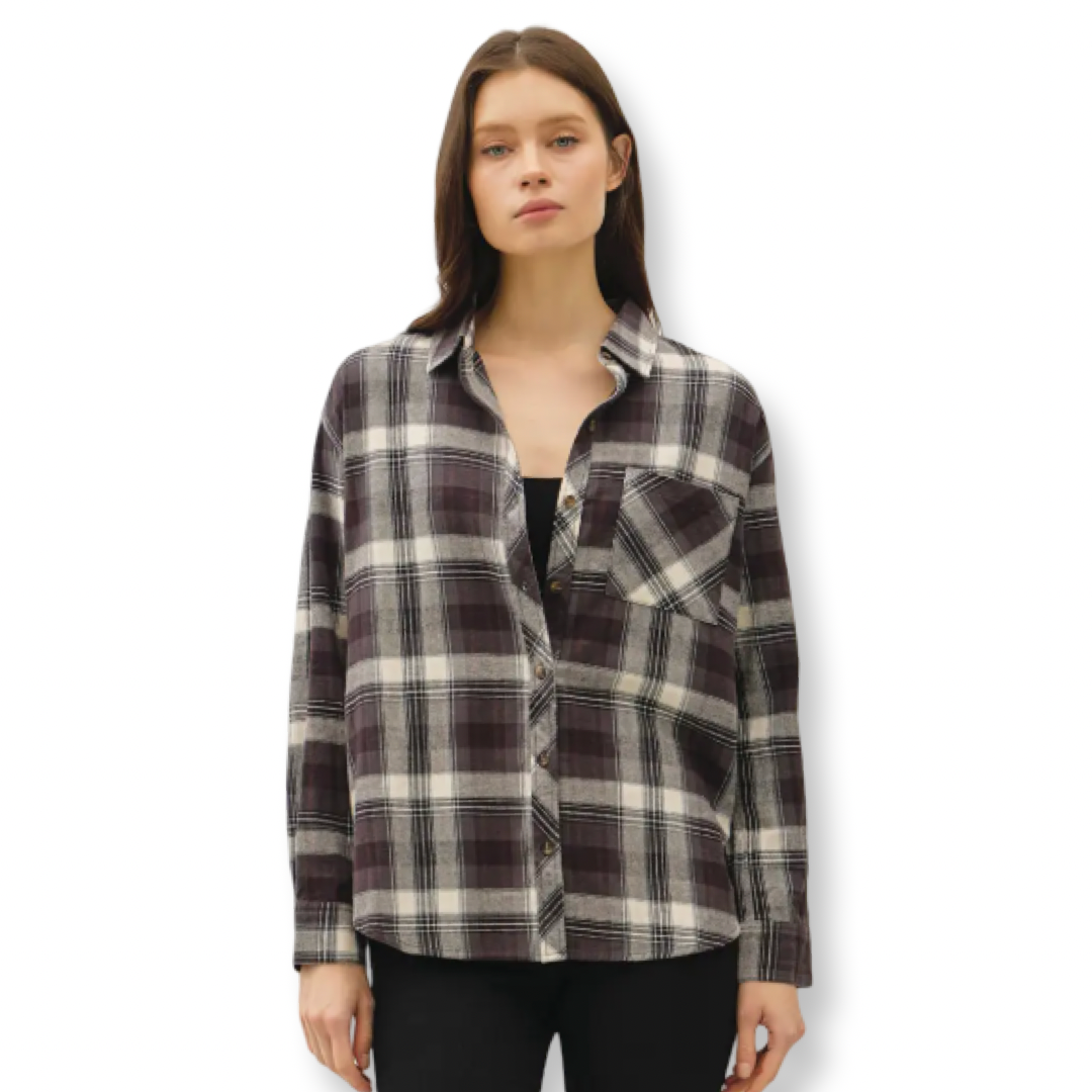 BC Flannel Khaki Plaid Button Down