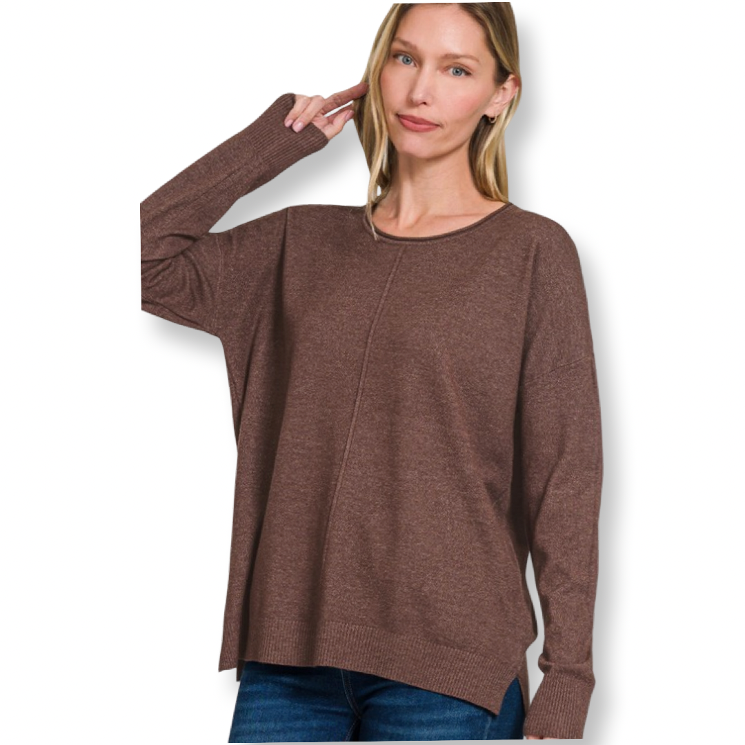 AB Viscose Front Seam Sweater Brown