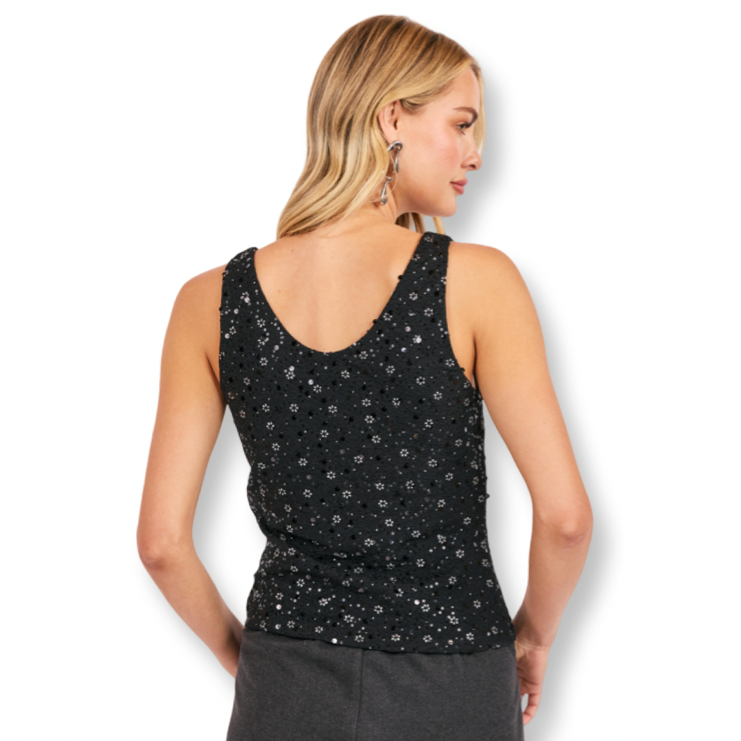 Sadie & Sage Sequins Tank Black