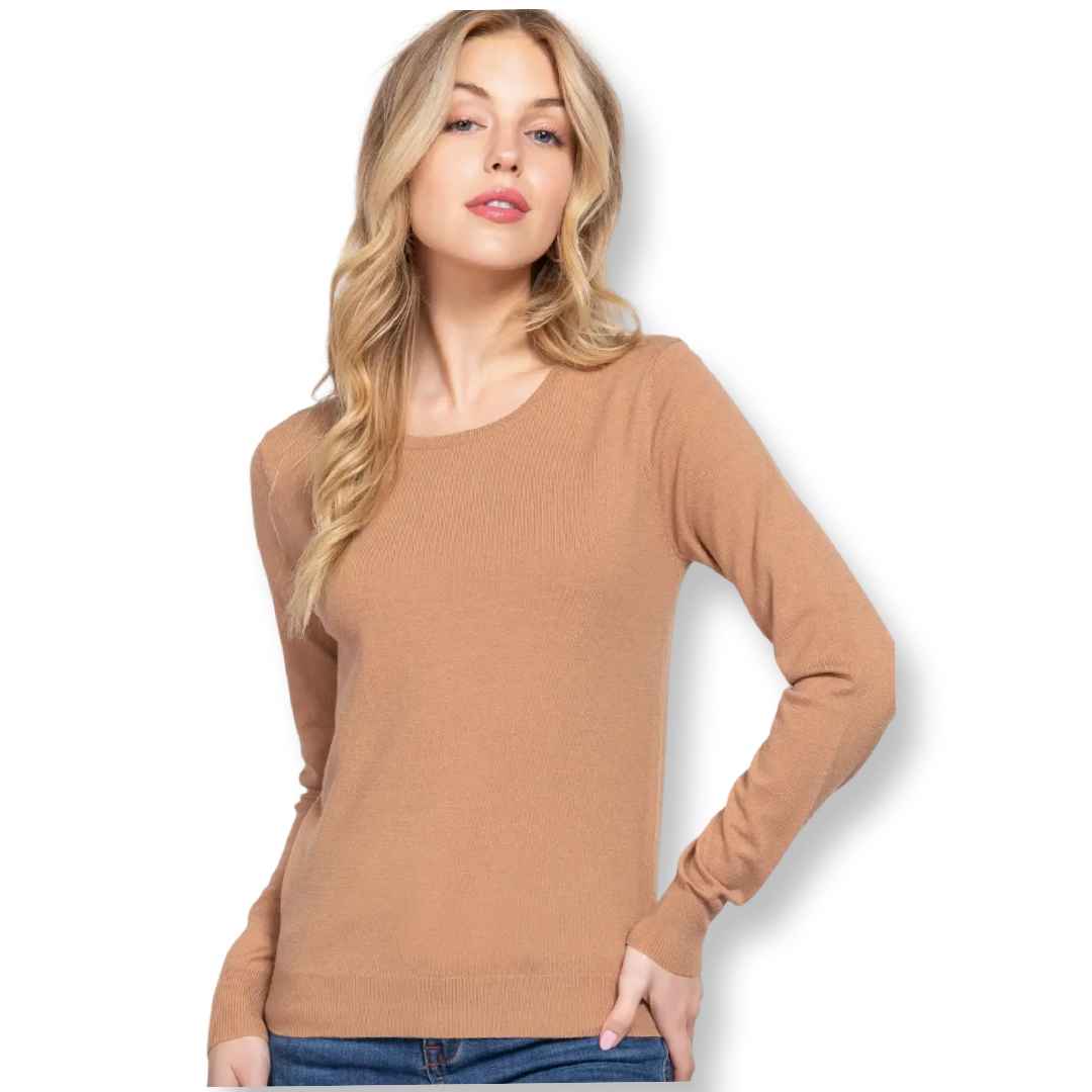 AB Crew Neck Basic Sweater Camel