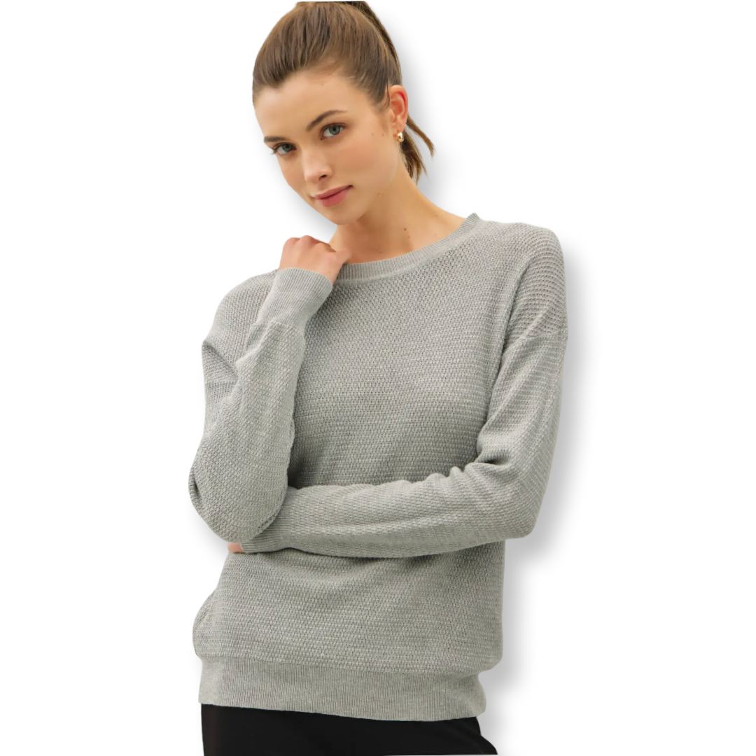 BC Crew Neck Ribbed Sweater Grey