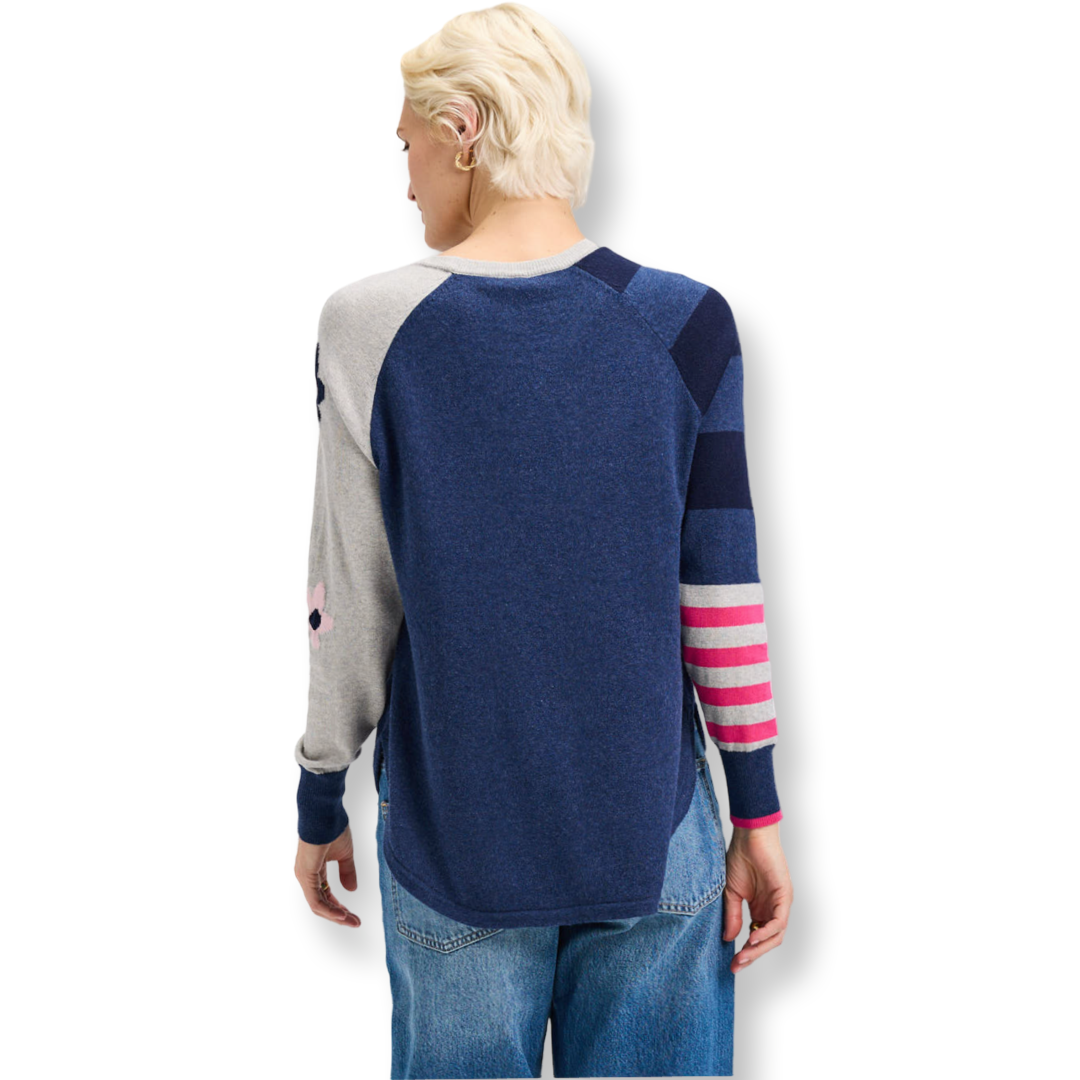 Zaket & Plover Mixed Sweater Navy