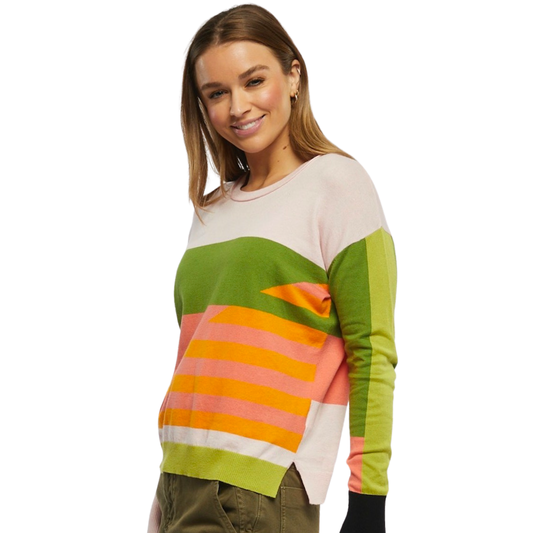 Zacket & Plover Green & Peach Multi Sweater