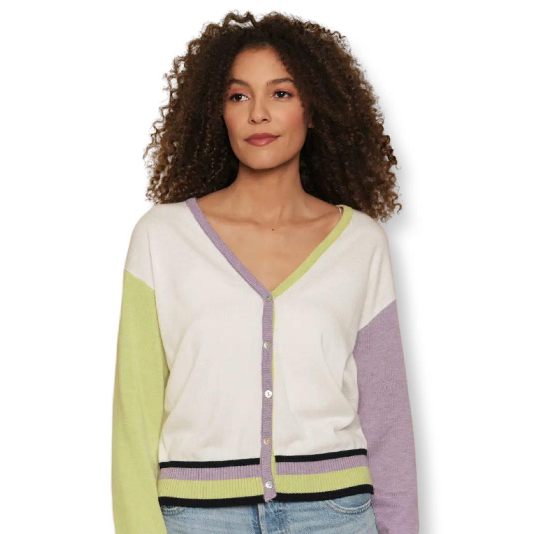 Mystree Color Blocked Cardigan