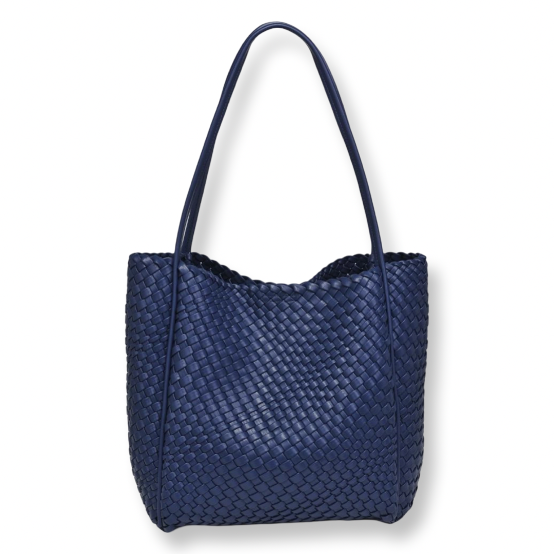 Moda Luxe Gladys Woven Tote Navy