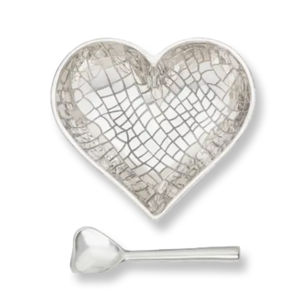 IG Happy Bright Silver Croco Heart with Heart Spoon