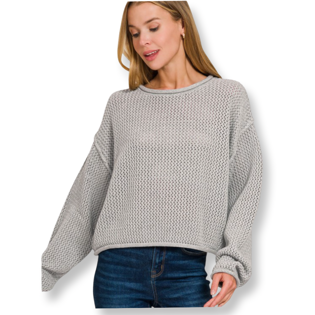 ZEN Textured Knit Drop Shoulder Sweater