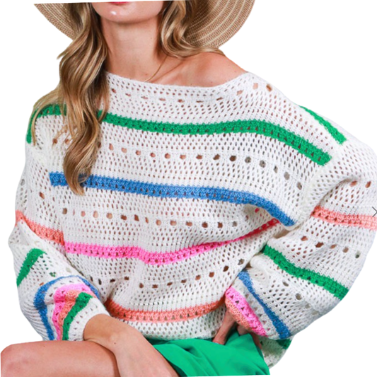 V&L Crochet Multi Color Sweater