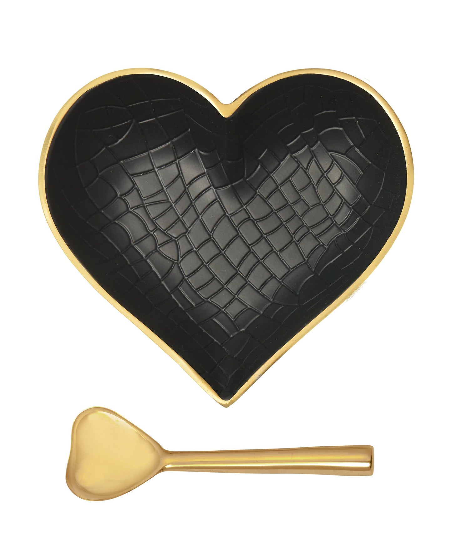 IG Happy Gold & Black Croco Heart with Gold Heart Spoon