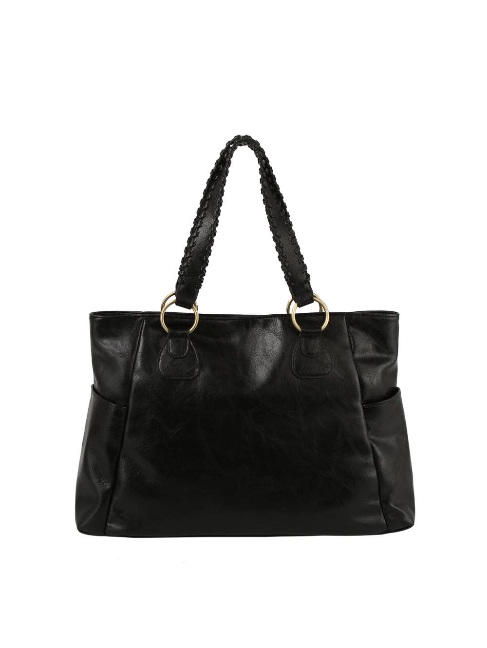 HFC Fashion Braided Handle Daily Tote Black