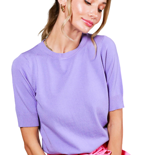 V&L Lavender Short Sleeve Sweater
