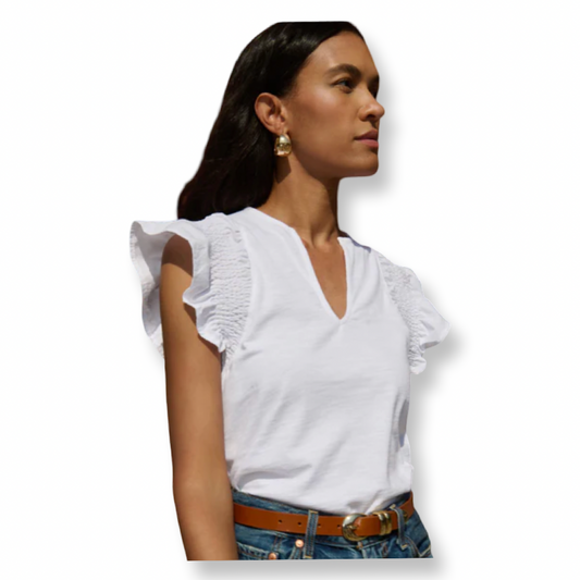 Nation Christina Ruffle Top White