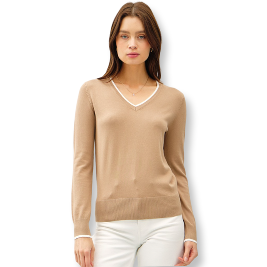 BC Camel V Neck Sweater