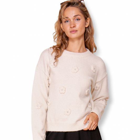 LM Ivory Flower Sweater