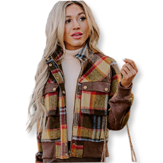 MYS Plaid Print Bomber Jacket