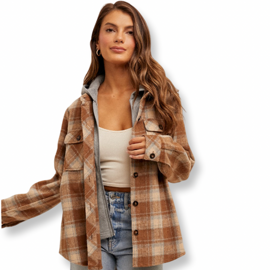 H&T Plaid Shaket with Hood