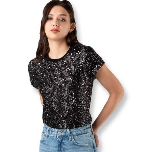 DM Sequin Top- Black