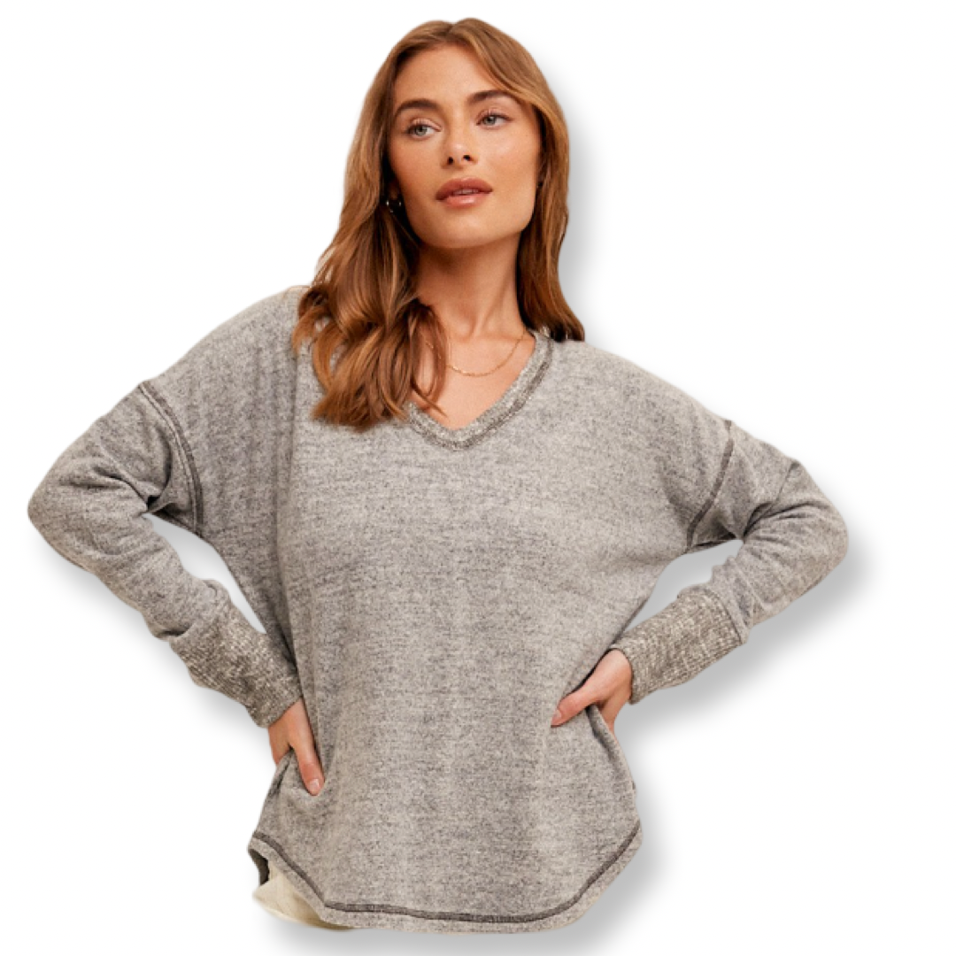 HM V Neck Super Soft Top Grey