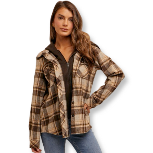 HM Brown Plaid Shacket