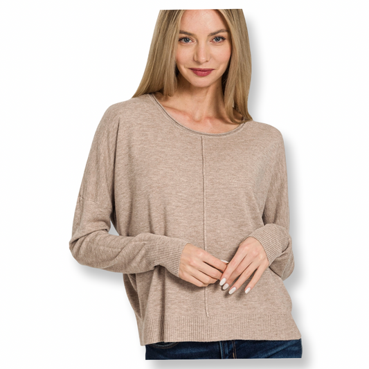 AA Viscose Front Seam Round Neck Sweater Ash Mocha