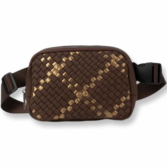 BB Woven Brown and Gold Bum Bag