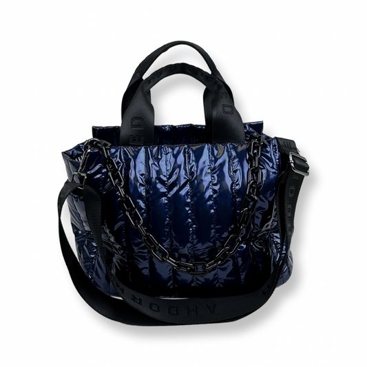 Adorned Quilted Tote W/Black Resin Chain