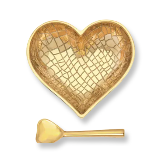 IG Happy Bright Gold Croco Heart with Heart Spoon