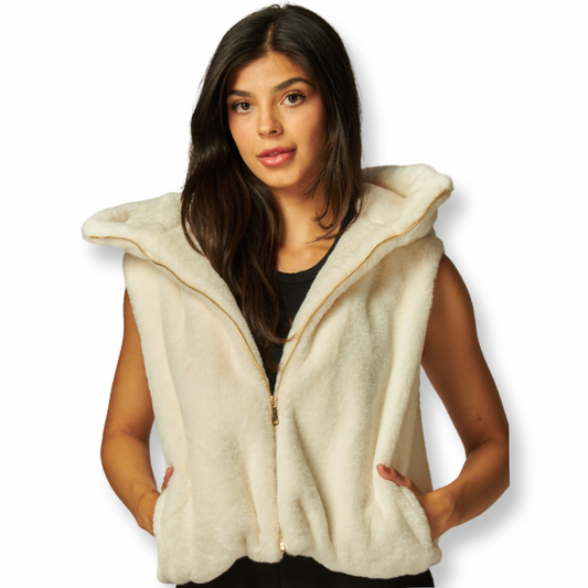 LP Faux Fur Hooded Vest-Bashe