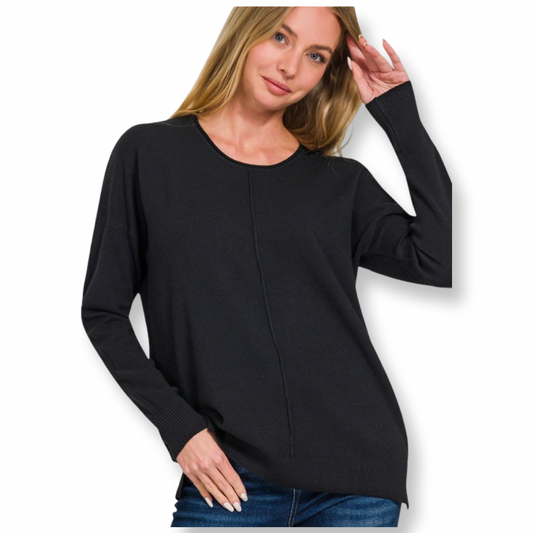 AB Viscose Front Seam Sweater Black