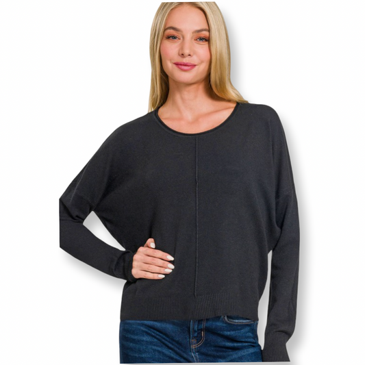 ZEN Seam Round Neck Sweater Black