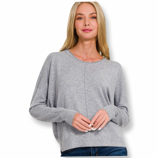 ZEN Seam Round Neck Sweater Grey