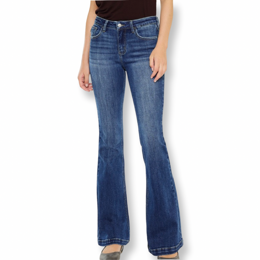KC Petite Mid Rise Flare Jeans