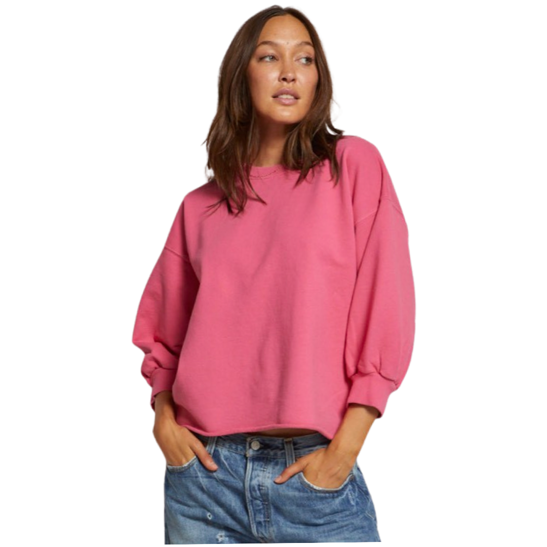 Perfect White Tee Pink Fleece Pullover