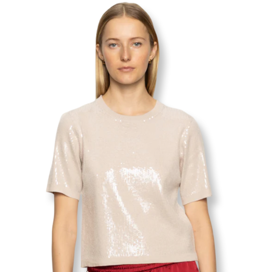 Sanctuary Sparkle Sequins Top Pearl