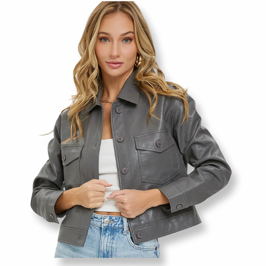 WS Leather Jacket Grey