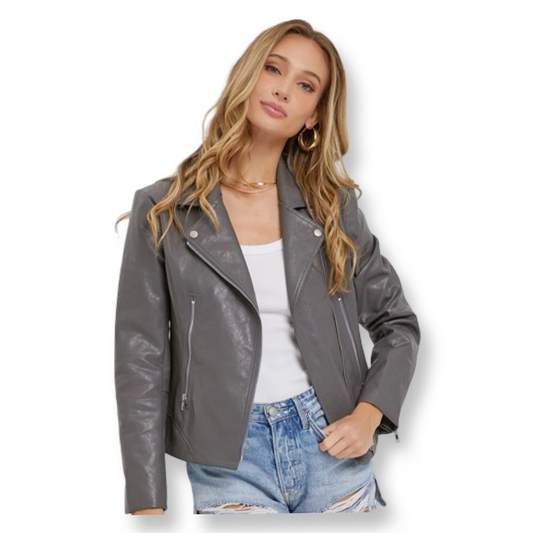 WS Rider Jacket/Leather Rider Jacket Grey