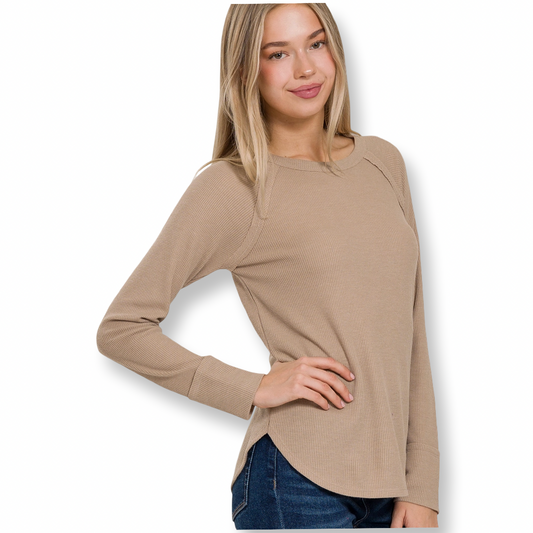 ZEN Baby Waffle Long Sleeve Top Mocha
