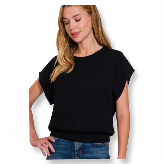 ZEN Short Dolman Sleeve Sweater Black
