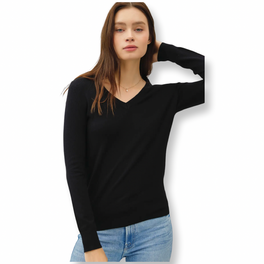 BC Classic V-Neck Solid Sweater Black