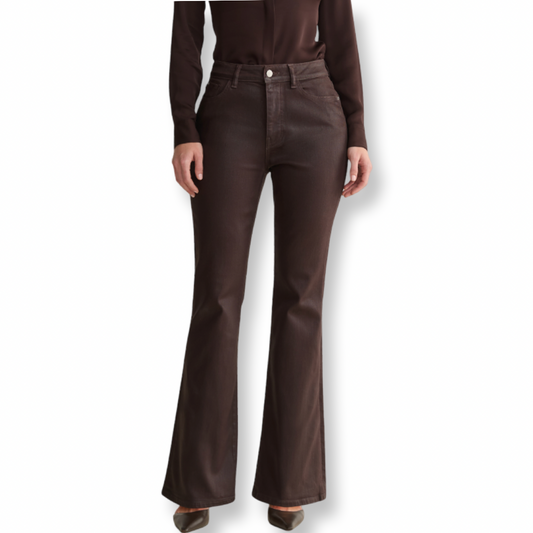 Warp & Weft Coated Denim Brown