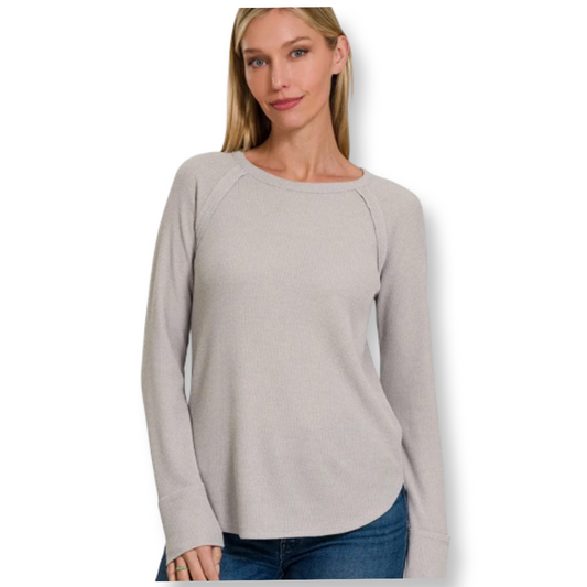 ZEN Baby Waffle Long Sleeve Top Grey