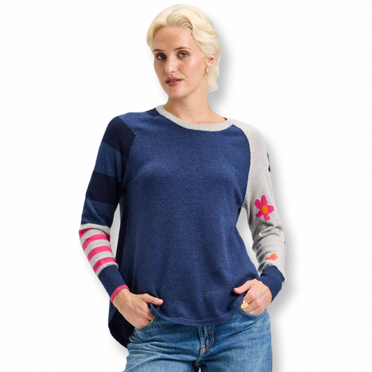 Zaket & Plover Mixed Sweater Navy