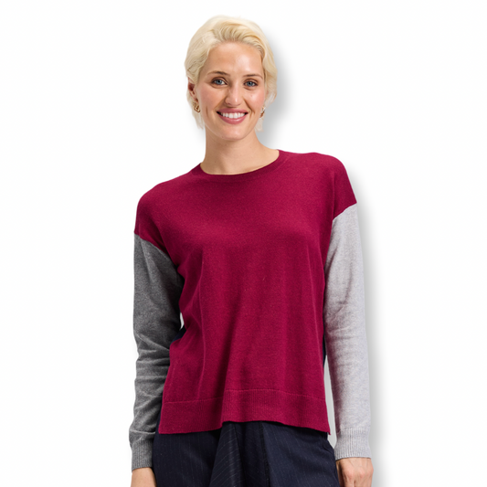 Zaket & Plover Beet and Black Sweater