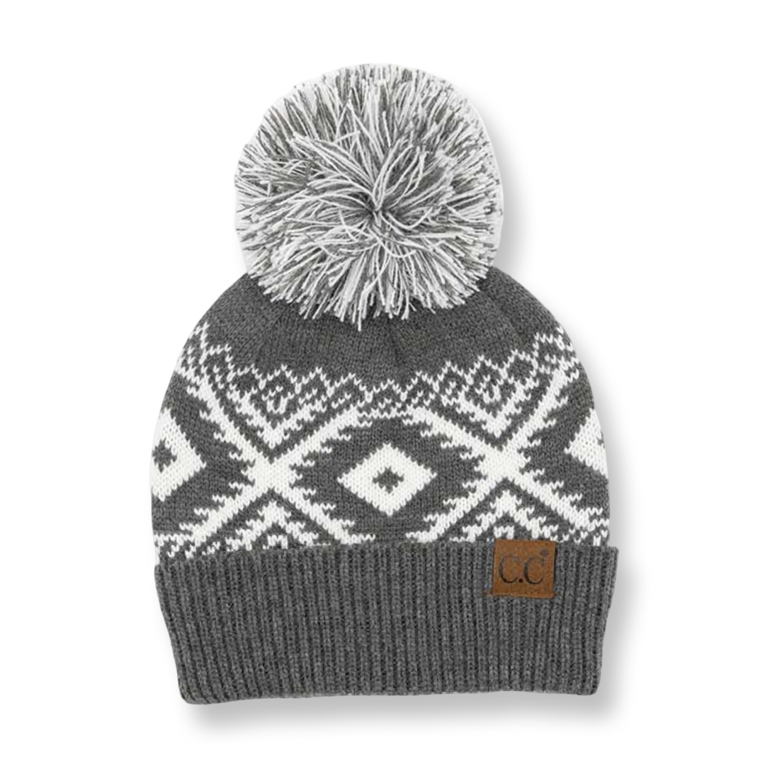 CC Western Print Beanie Grey