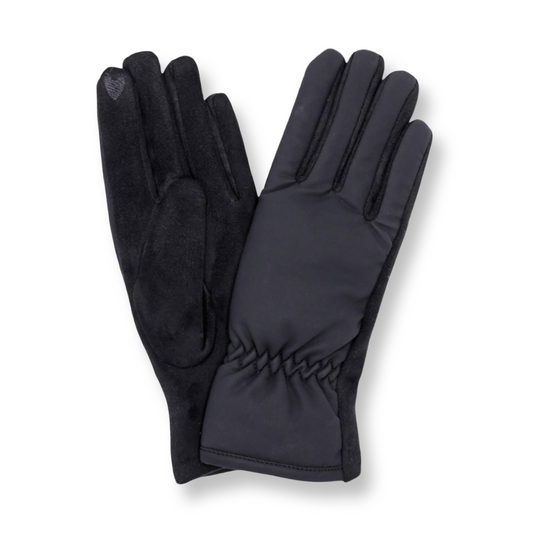 WT Shirred Wrist Smart Touch Winter Gloves Black