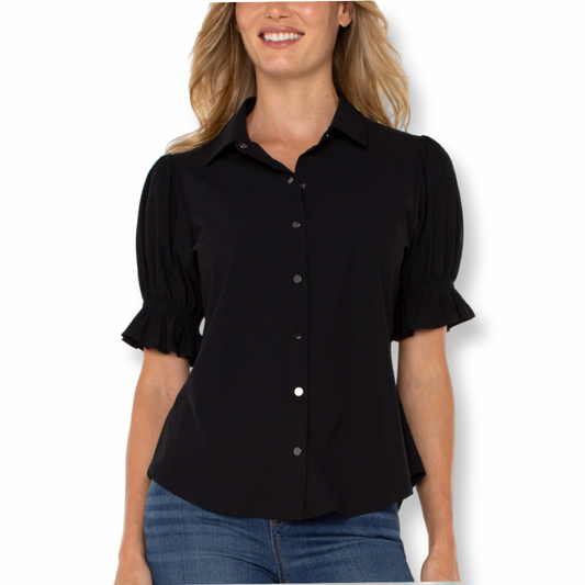 Liverpool Elbow Puff Sleeve Blouse Black