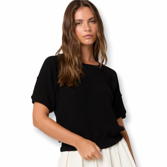 Project Social T Raglan Short Sleeve Top Black